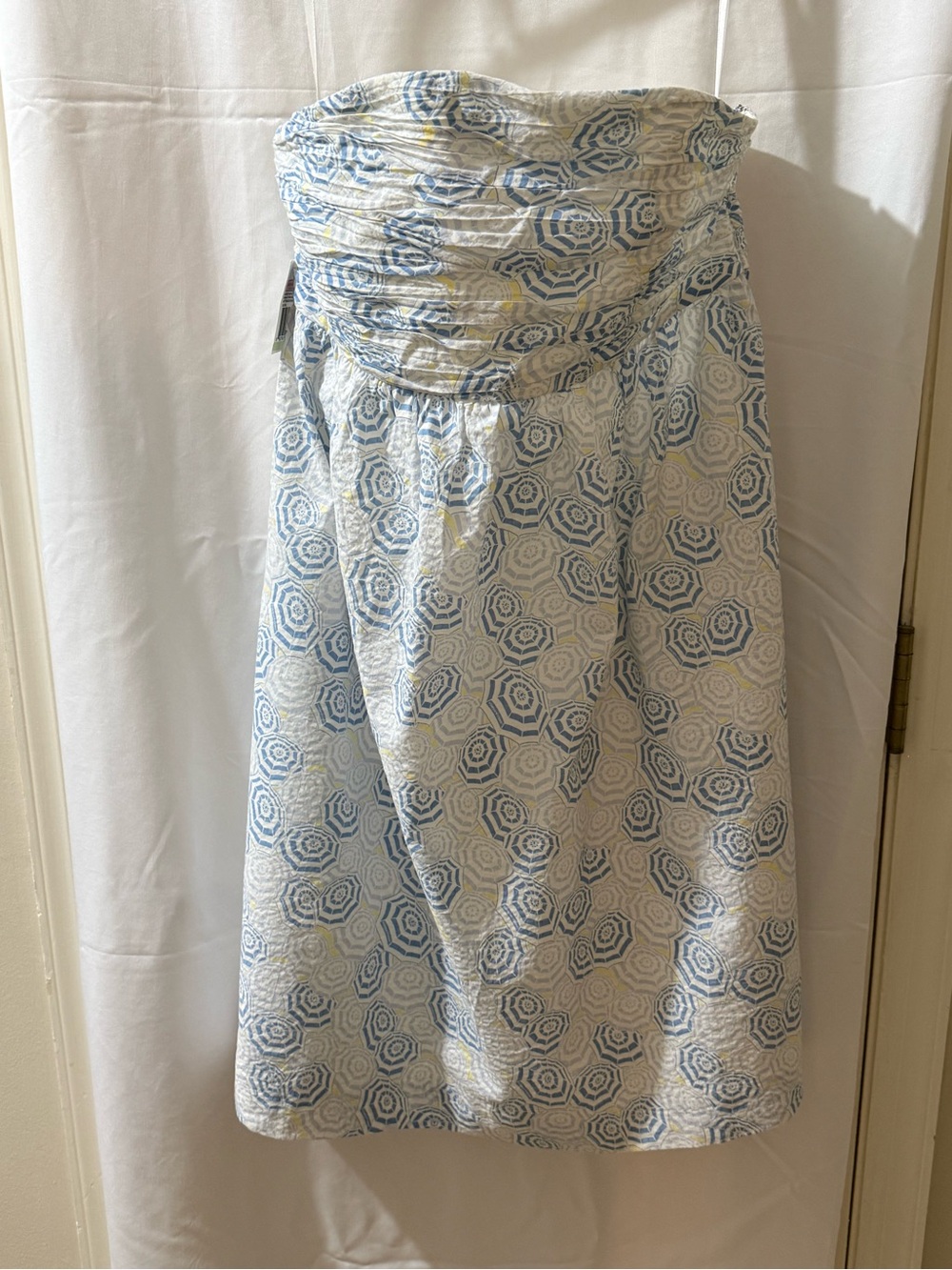 Vineyard Vines Blue and White Strapless Patterned Sundress